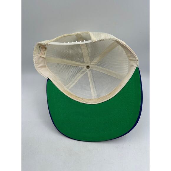 Vtg Modern Living Mobile Homes Trucker Hat Patch Cap Snapback Blue Mesh USA S/M - Picture 7 of 9